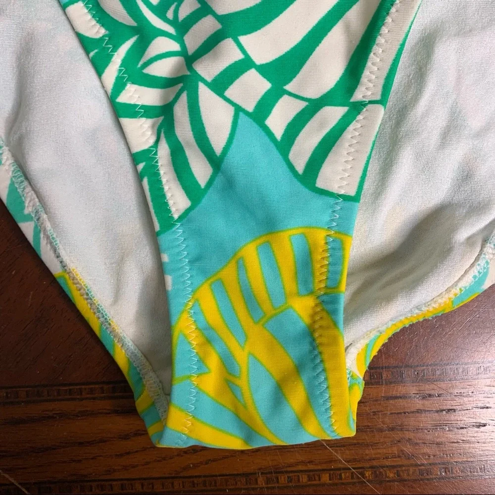 Rip Curl Striped Leaf Print Fold Down Bikini Bottoms